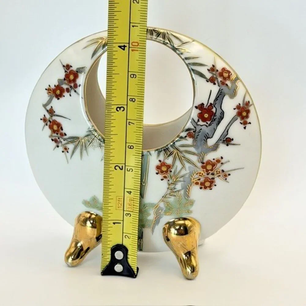 Japanese Satsuma Moon Vase HSK Seattle Hand Painted Porcelain 4.25